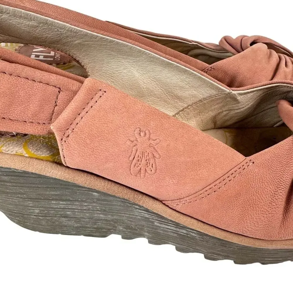 Fly London Womens Yakin Slingback Wedge Sandals Leather Platform EU 41